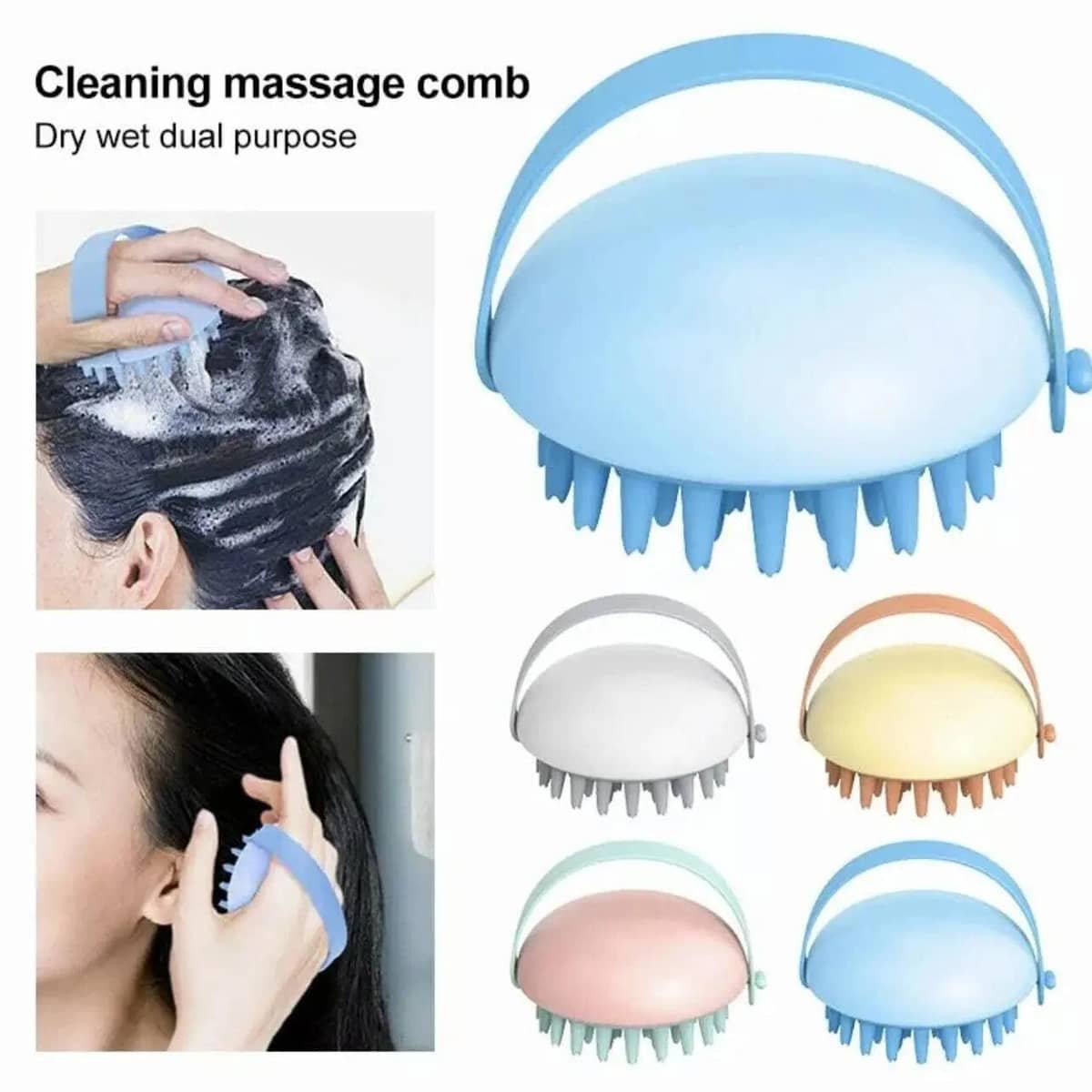 Handheld Silicone Scalp Massage Brush for Hair Washing - Yellow - view 3