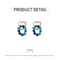 Handmade Blue Bead Heart Earrings for Women, Copper Fashion Jewellery - view 3