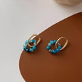 Handmade Blue Bead Heart Earrings for Women, Copper Fashion Jewellery - view 5