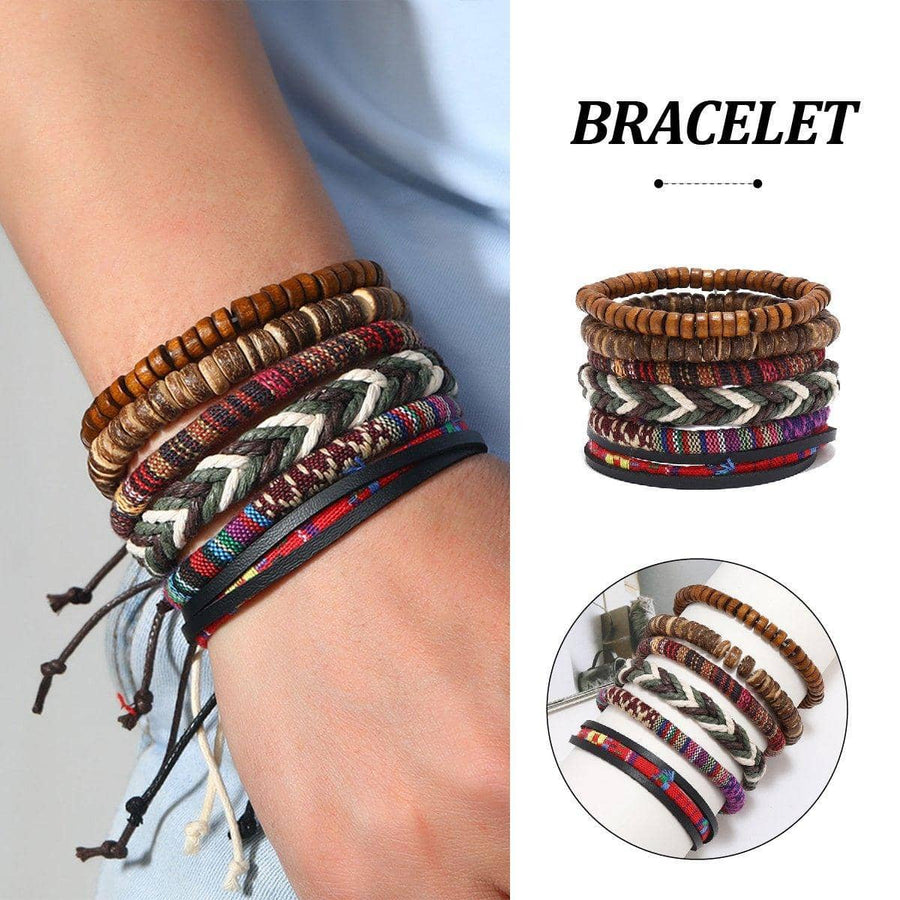 Handmade Bohemian Woven Beaded Bracelet Set for Women, Pack of 6 Adjustable