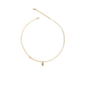 Handmade Clavicle Chain Necklace with Square Pendant - Gold