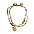 Handmade Ethnic Elephant Charm Bracelet with Multicolour Stone Beads - view 2