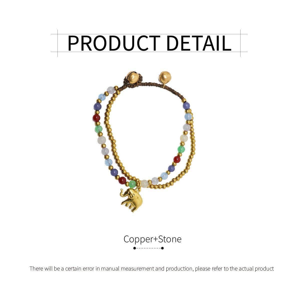 Handmade Ethnic Elephant Charm Bracelet with Multicolour Stone Beads - view 3