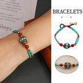 Handmade Ethnic Style Bead Bracelet - Multicolour Stones and Sky Beads