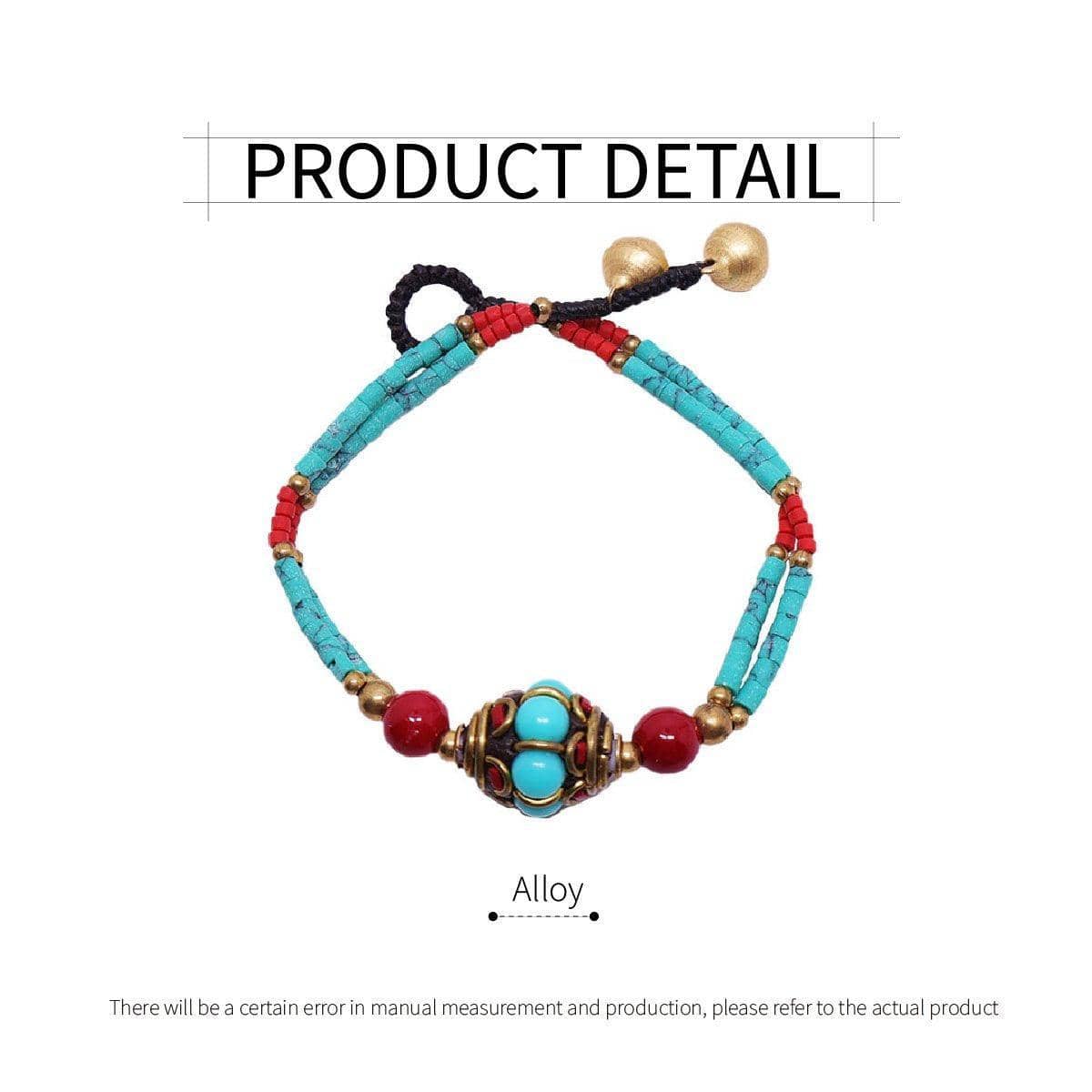Handmade Ethnic Style Bead Bracelet - Multicolour Stones and Sky Beads - view 3