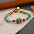 Handmade Ethnic Style Bead Bracelet - Multicolour Stones and Sky Beads - view 4