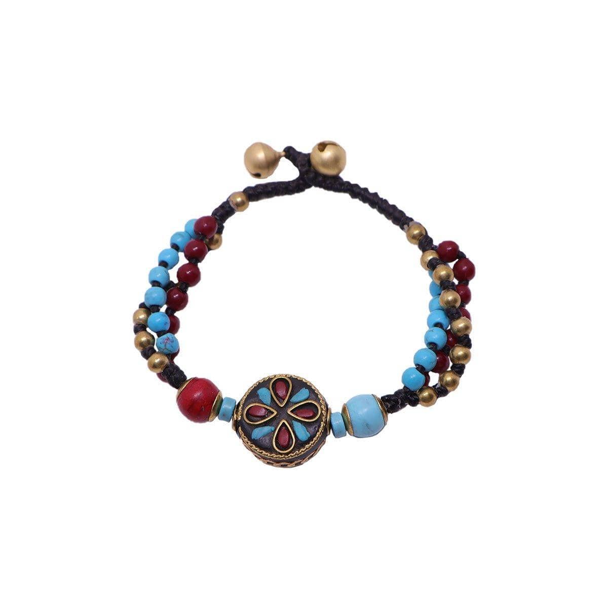 Handmade Ethnic Style Bracelet with Stones and Sky Beads - view 2