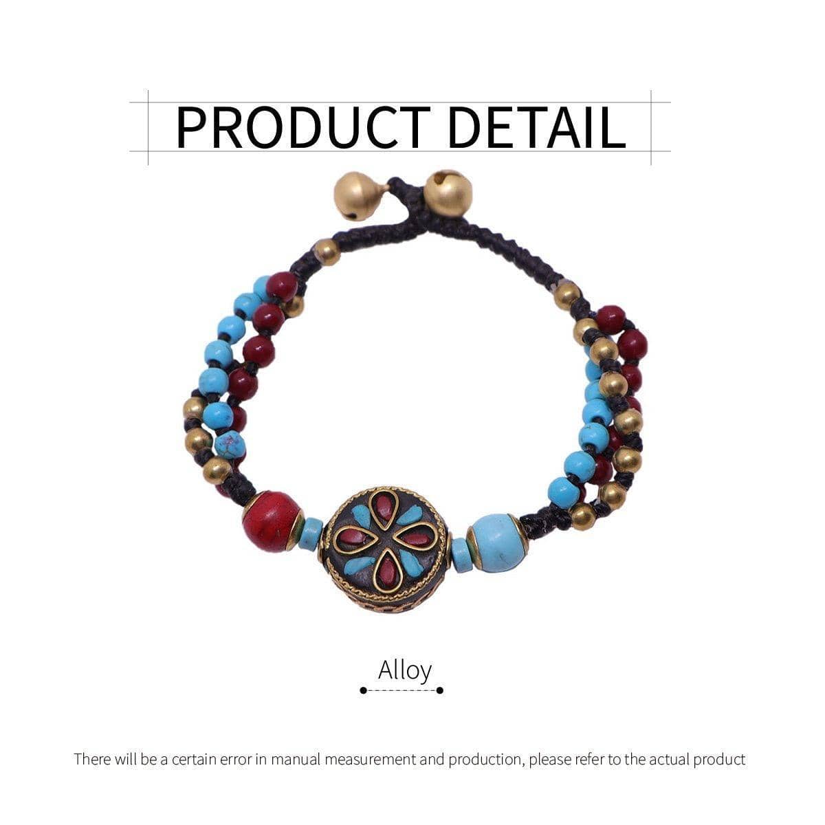 Handmade Ethnic Style Bracelet with Stones and Sky Beads - view 3