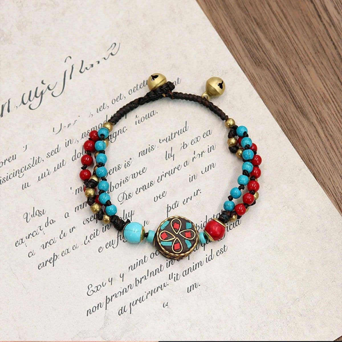 Handmade Ethnic Style Bracelet with Stones and Sky Beads - view 4