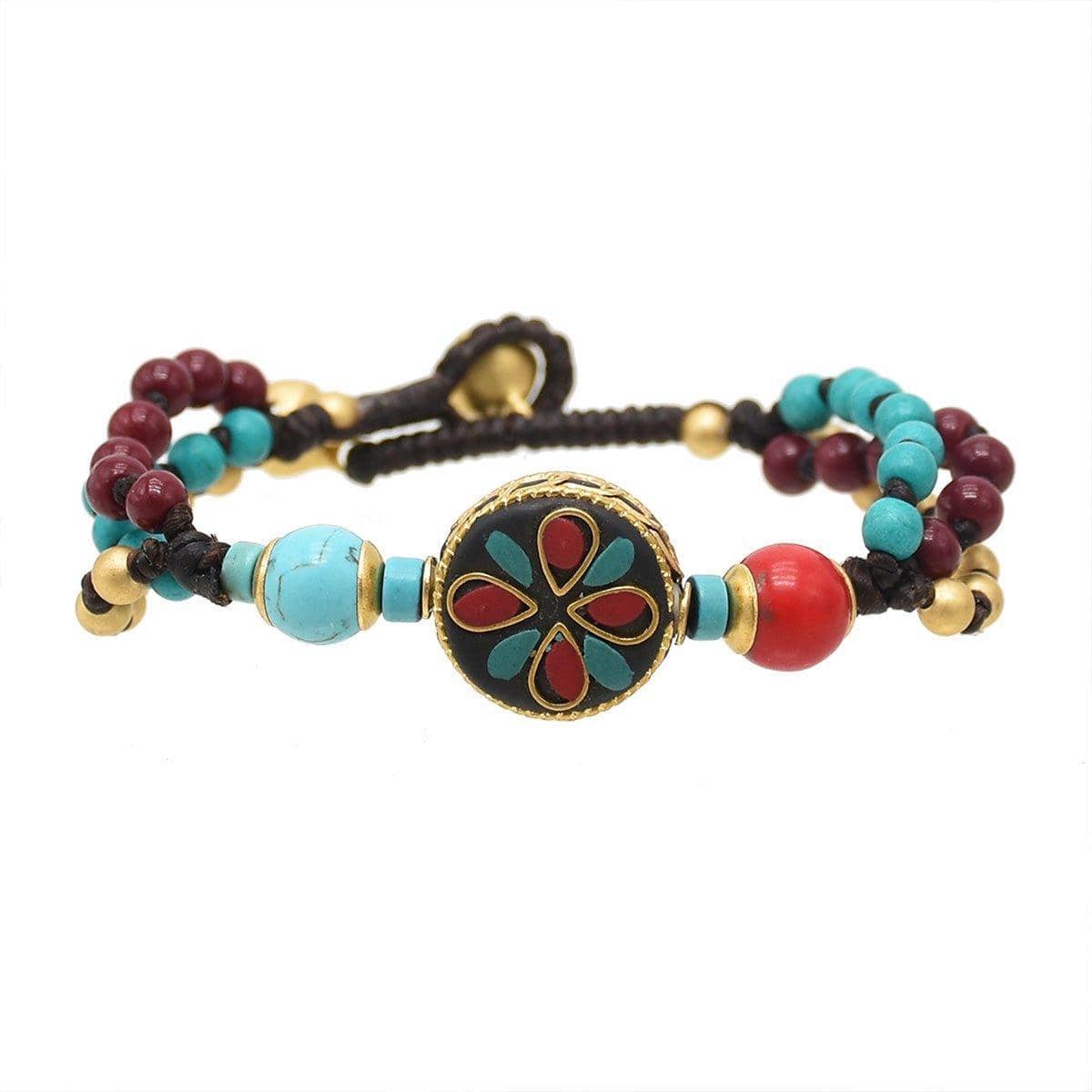 Handmade Ethnic Style Bracelet with Stones and Sky Beads - view 5