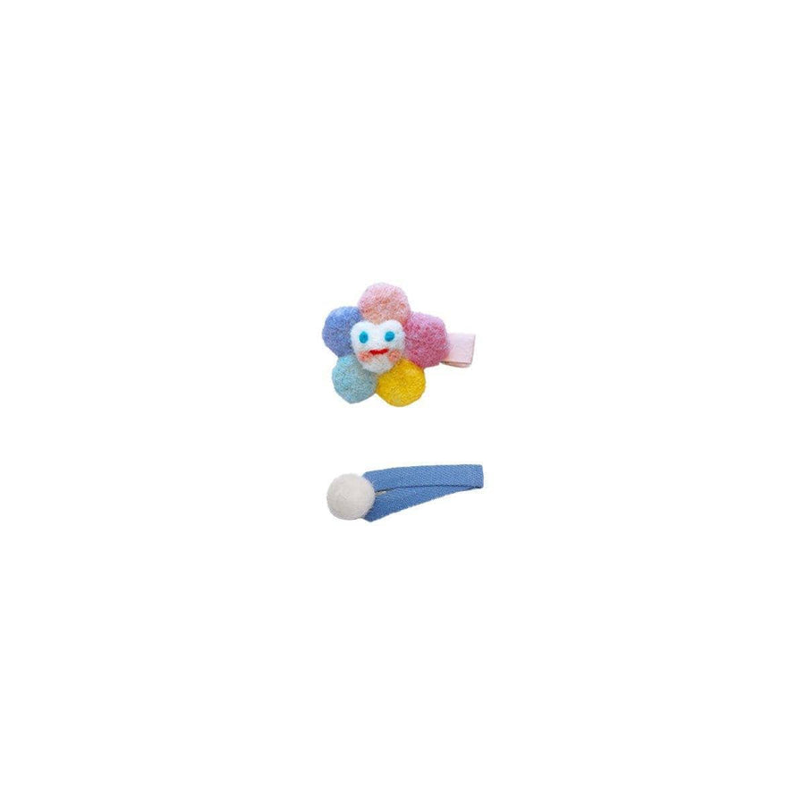 Handmade Felt Hair Clips - Smiling Pastel Flower