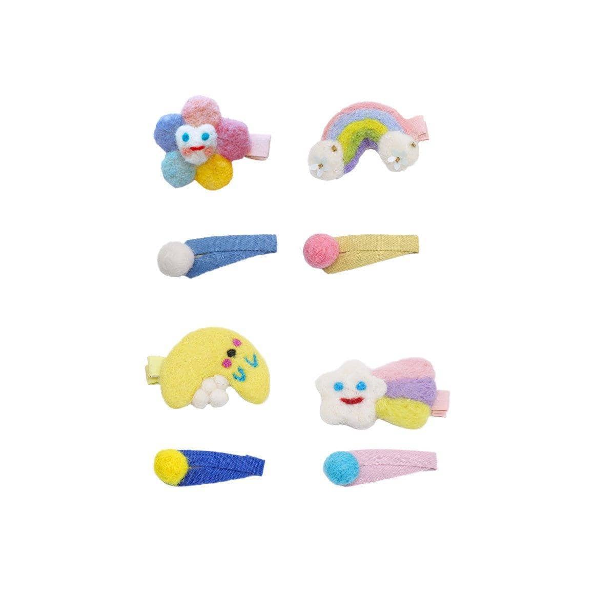 Handmade Felt Hair Clips - Smiling Pastel Flower - view 3