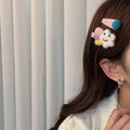 Handmade Felt Hair Clips - Smiling Pastel Flower - view 5