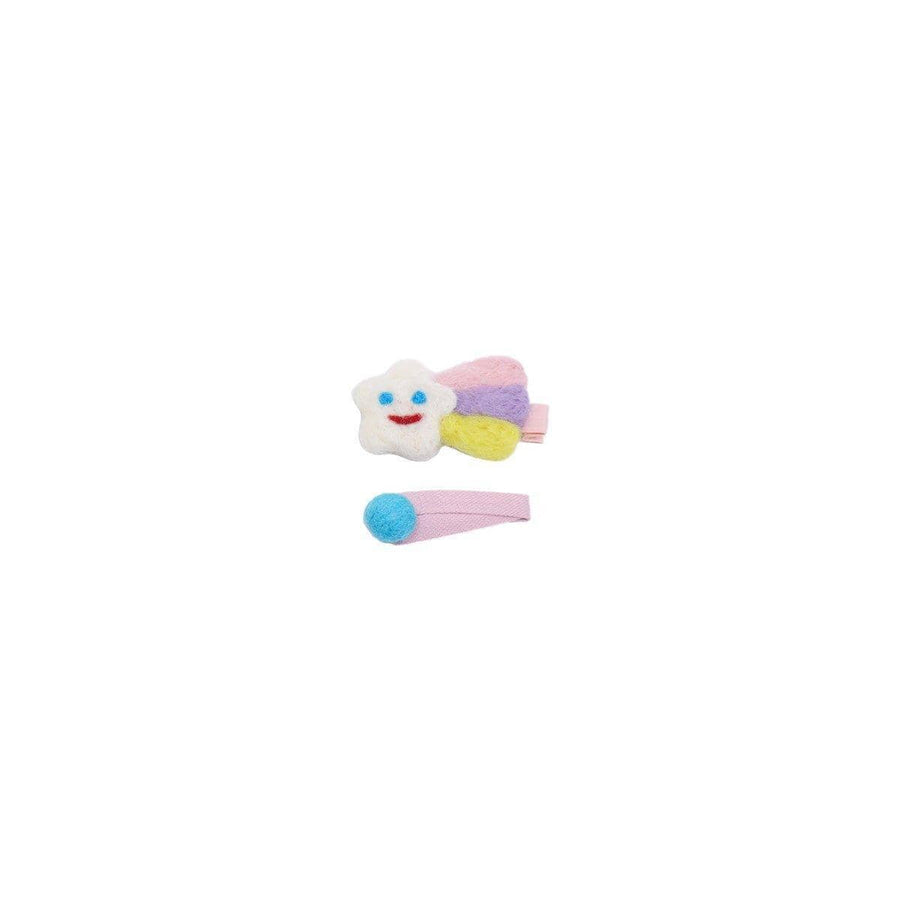 Handmade Felt Hair Clips - Smiling Star with Pastel Tail