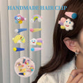 Handmade Felt Hair Clips - Smiling Star with Pastel Tail - view 2
