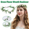 Handmade Flower Crown Headband with Pendant, White and Green Fairy Elf Headpiece