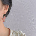 Handmade Pink Crystal and Imitation Pearl Hoop Earrings for Women and Girls - view 4