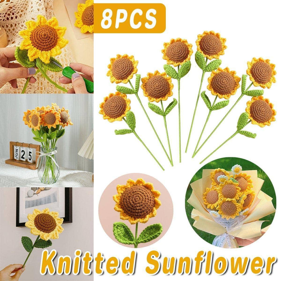 Handmade Smiley Wool Sunflowers, Gift for Teachers, Pack of 8