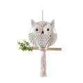 Handmade White Macrame Owl Wall Hanging Boho Cotton Rope Tapestry - view 2