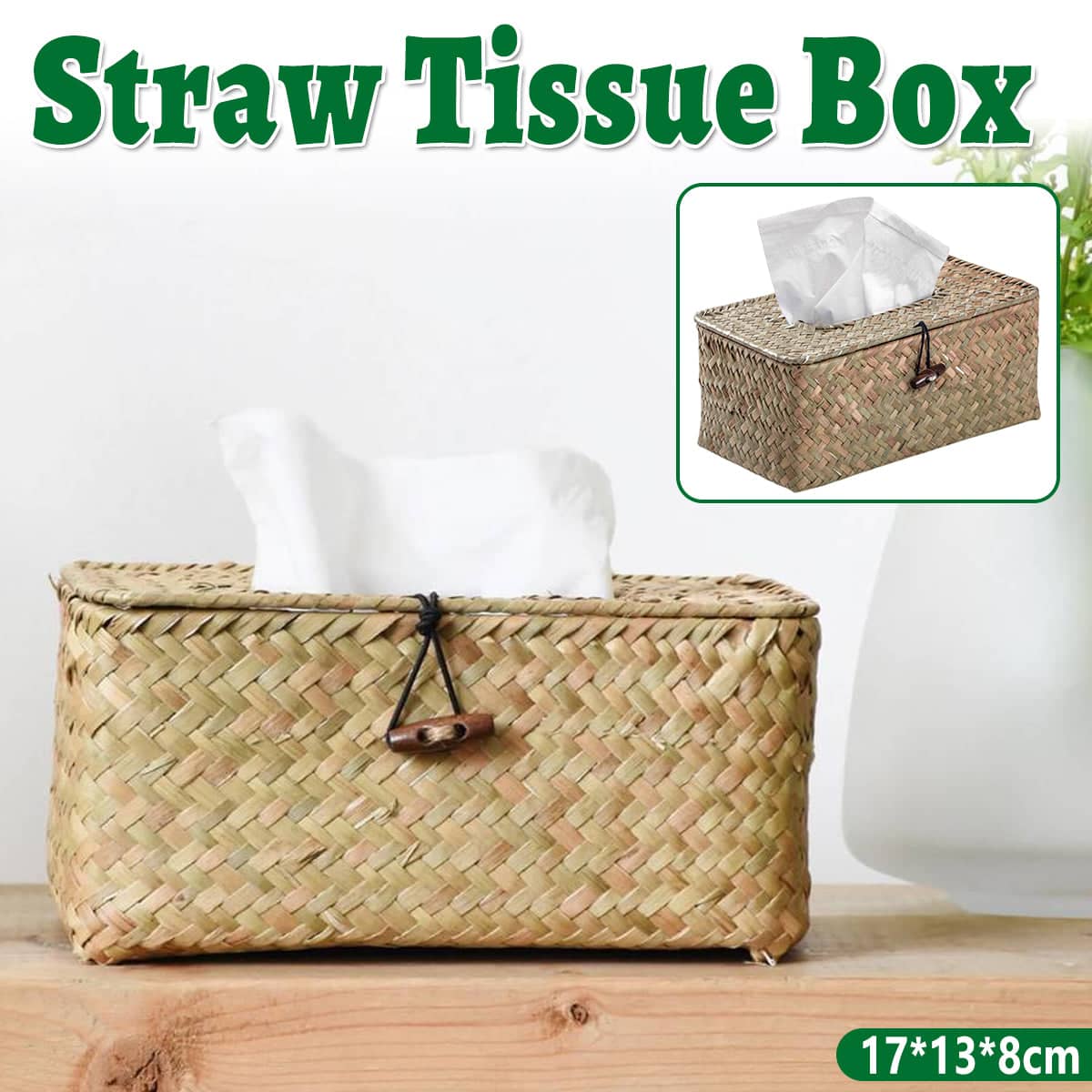 Handmade Woven Tissue Box Cover, Natural Fibre Tissue Holder