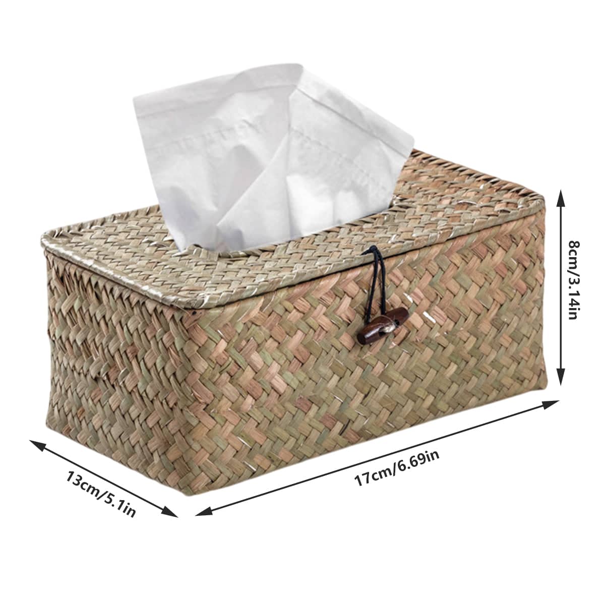 Handmade Woven Tissue Box Cover, Natural Fibre Tissue Holder - view 3