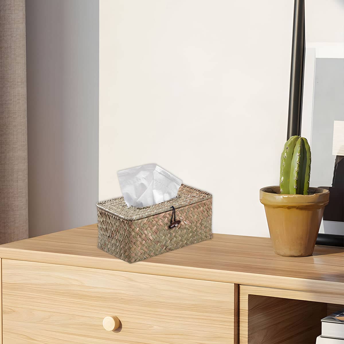 Handmade Woven Tissue Box Cover, Natural Fibre Tissue Holder - view 5