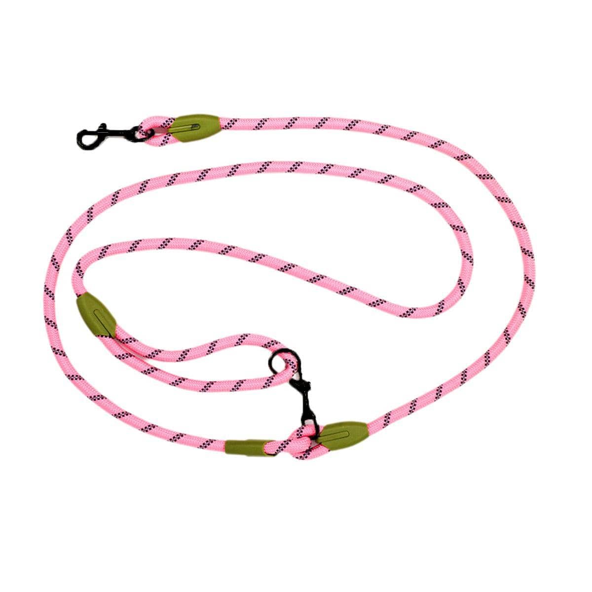 Hands-Free Crossbody Dog Leash, Adjustable Reflective Rope - Pink