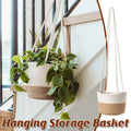 Handwoven Hanging Storage Basket Wall Planter, White and Brown