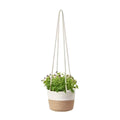 Handwoven Hanging Storage Basket Wall Planter, White and Brown - view 2