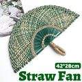 Handwoven Seagrass Hand Fan for Home Decoration and Summer Cooling, Green