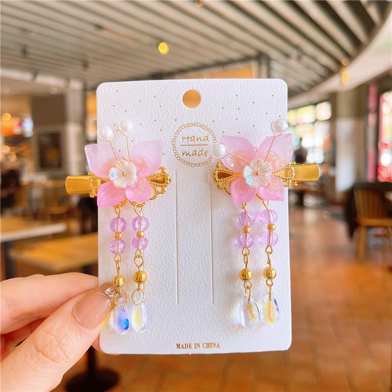 Hanfu Butterfly Hair Clips with Pearl Tassels - Style E014, Blue and Lilac, Set of 2 - view 37