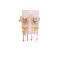 Hanfu Butterfly Hair Clips with Tassels - Style 4, Pink Butterflies, Set of 2