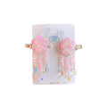 Hanfu Flower Hair Clips with Bead Tassels - Style E003, Pink, Set of 2