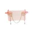 Hanfu Flower Hair Clips with Chain - Style 10, Pink Flowers, Set of 2