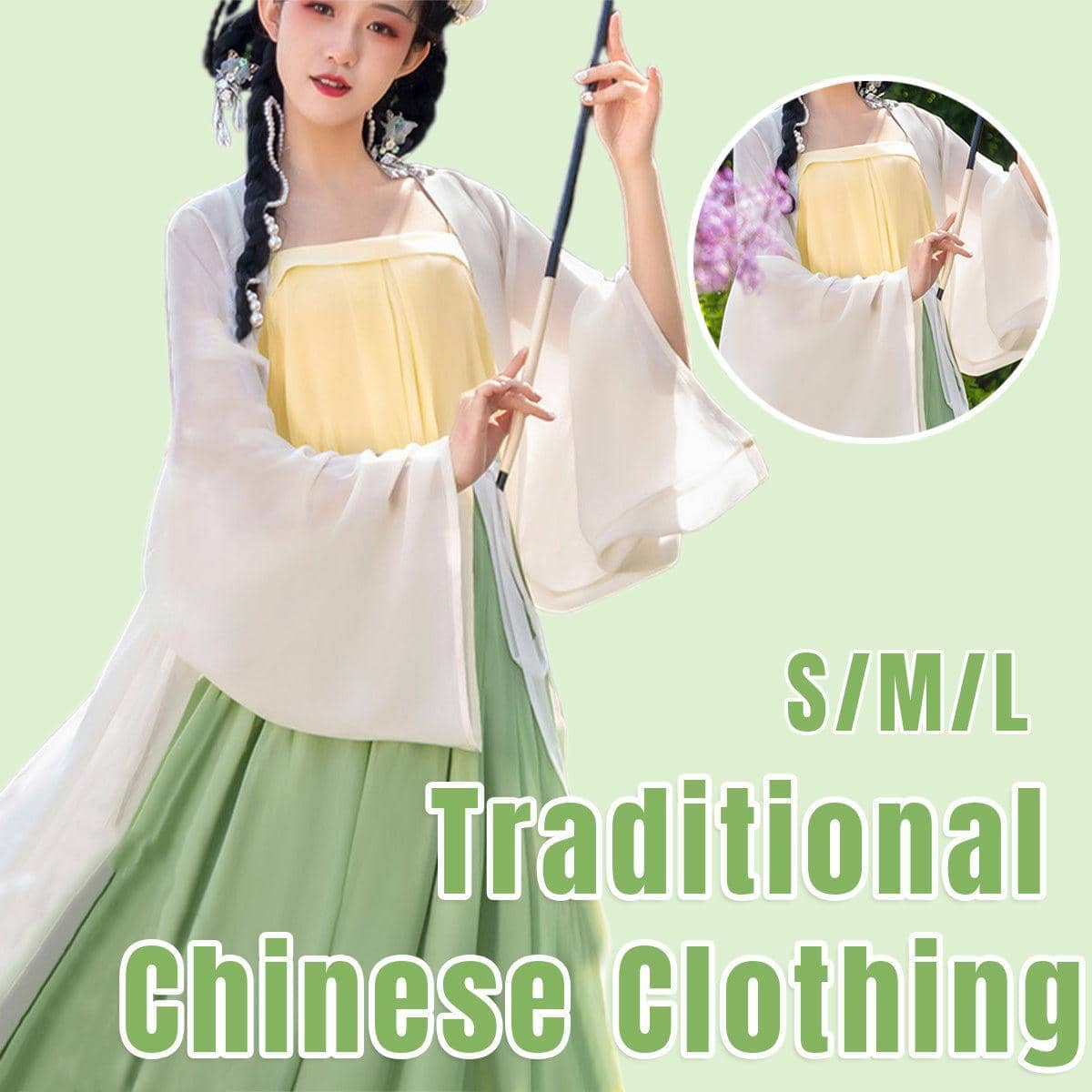 Hanfu Women's Long Lapel Top - Ivory, Large (Bust 112 cm) - view 2