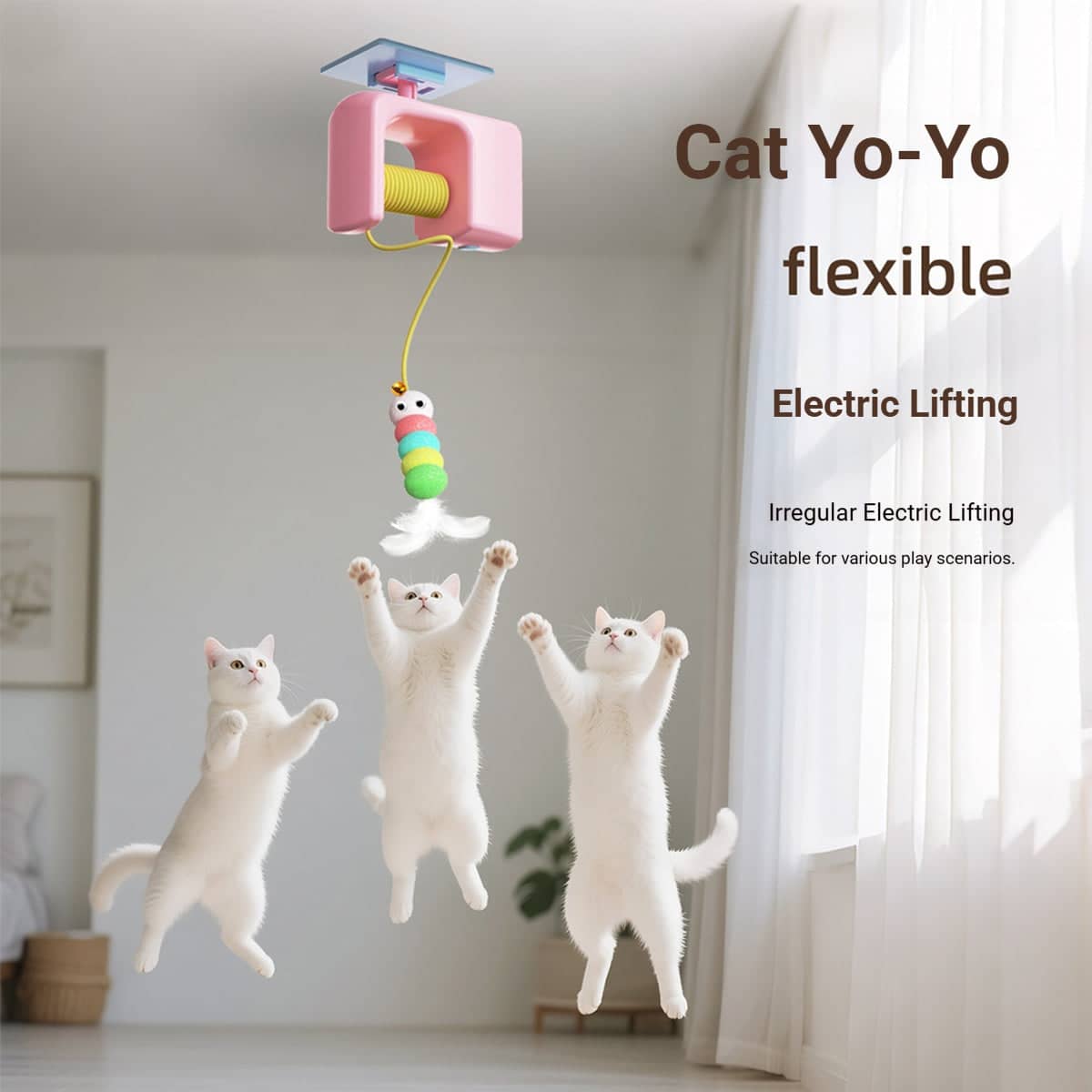 Hanging Automatic Cat Toy Adjustable Self Play Interactive for Cats and Kittens - Blue - view 5