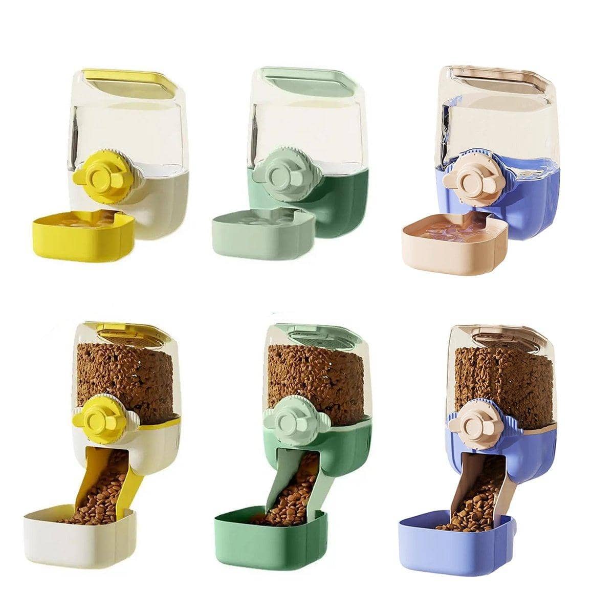 Hanging Automatic Pet Food Dispenser for Cages, Large Capacity - Yellow - view 3