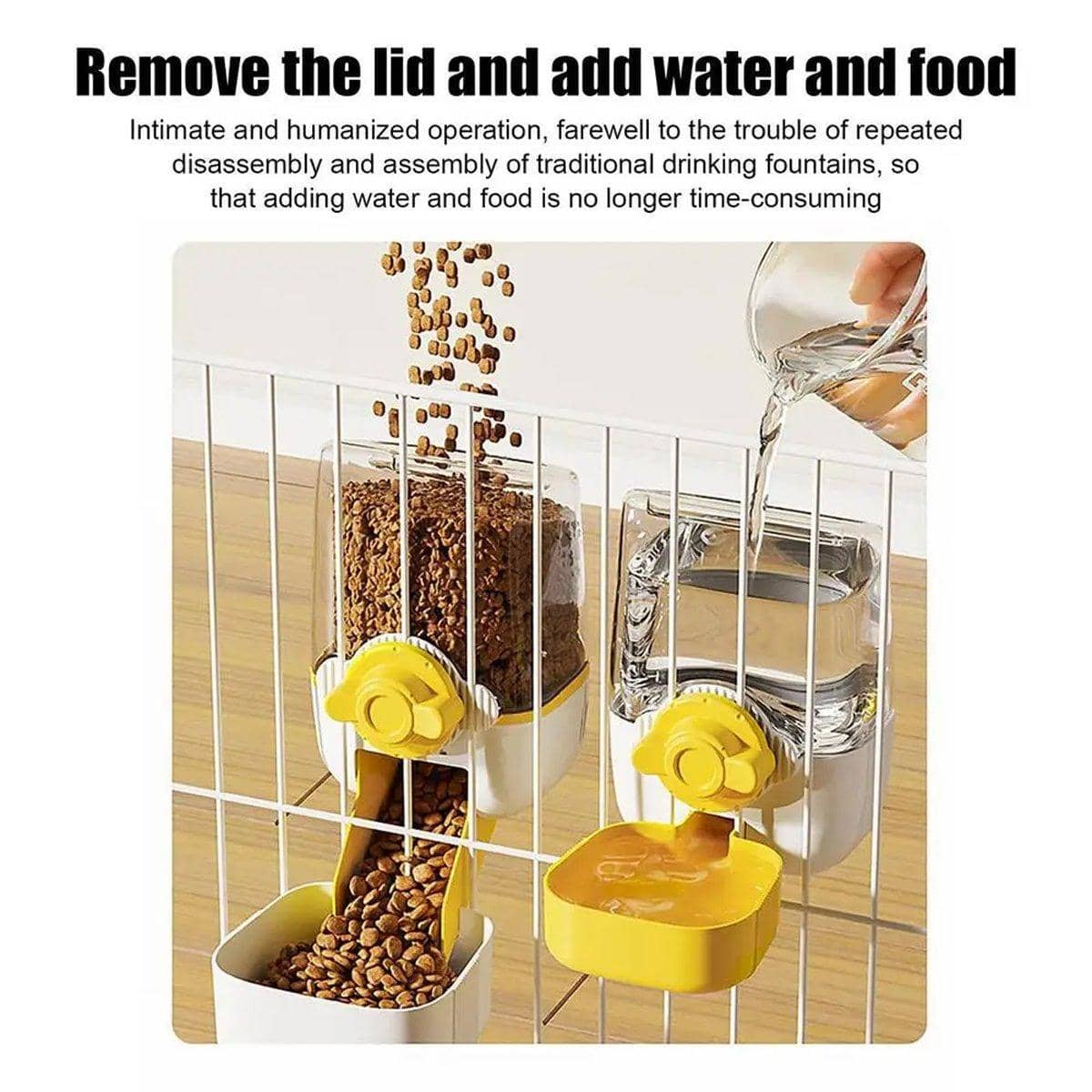 Hanging Automatic Pet Water Dispenser for Cages, 1000 ml - Yellow - view 5