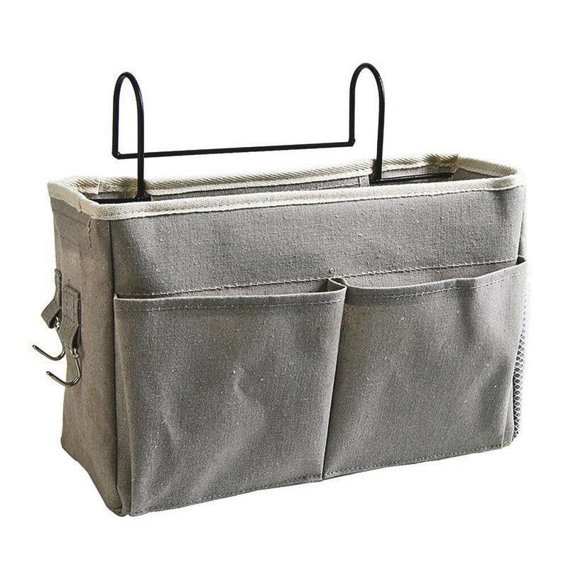 Hanging Bedside Storage Caddy with Pockets - Dark Grey