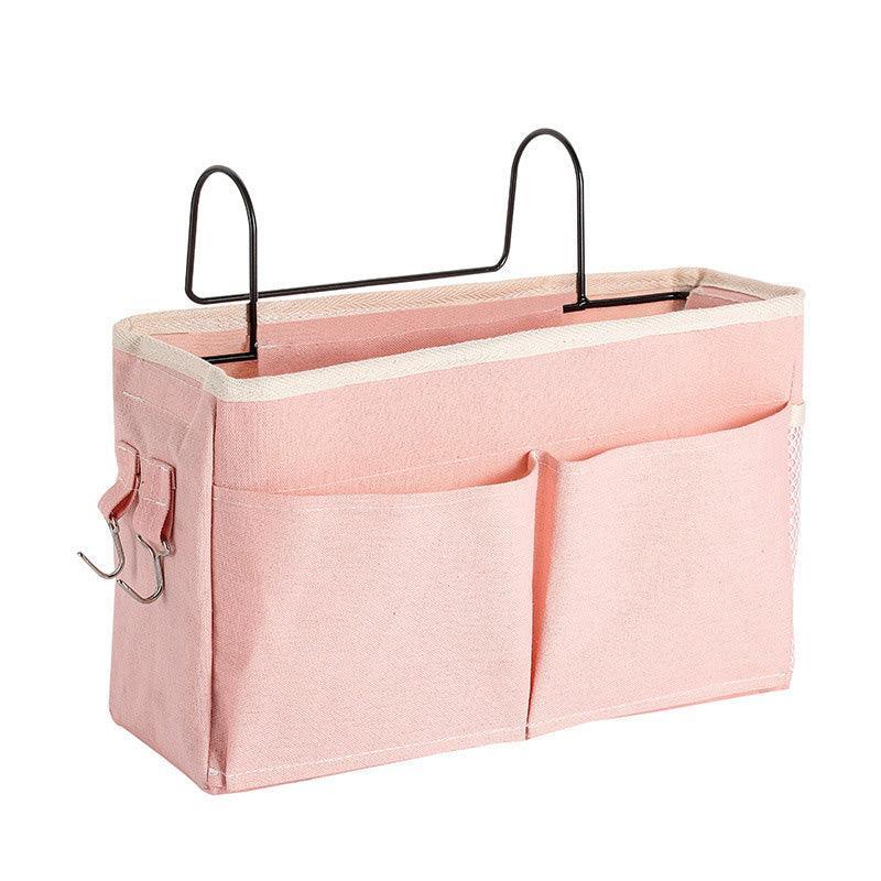 Hanging Bedside Storage Caddy with Pockets - Light Pink