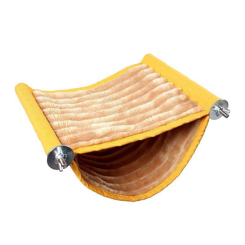 Hanging Bird Nest Bed, Soft Plush Bunk House for Birds - Yellow