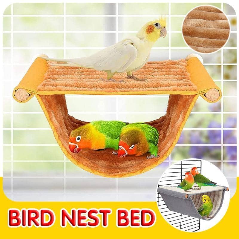 Hanging Bird Nest Bed, Soft Plush Bunk House for Birds - Yellow - view 2