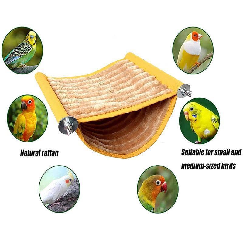 Hanging Bird Nest Bed, Soft Plush Bunk House for Birds - Yellow - view 4