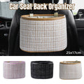 Hanging Car Seat Back Organiser, Cotton and Linen Pouch - Beige - view 2