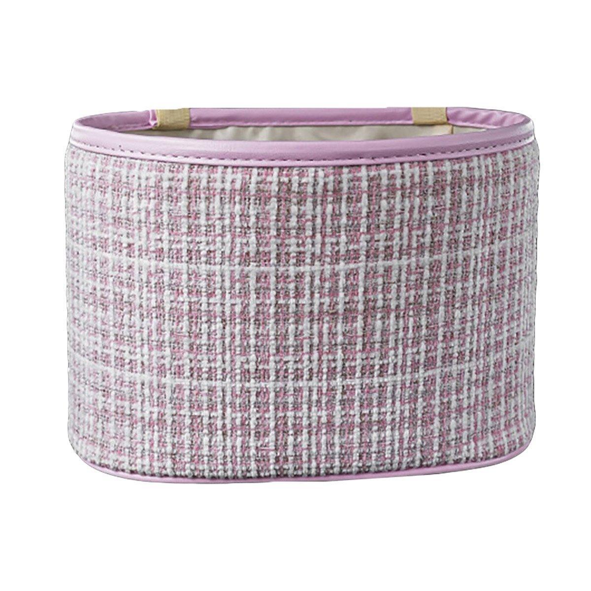 Hanging Car Seat Back Organiser, Cotton and Linen Pouch - Pink