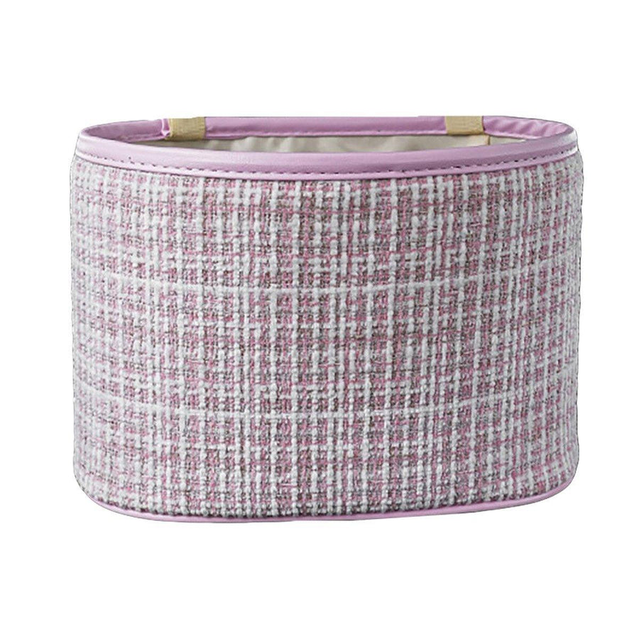 Hanging Car Seat Back Organiser, Cotton and Linen Pouch - Pink