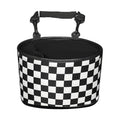 Hanging Car Storage Bag and Rubbish Bin, Checkerboard Design - Black and White