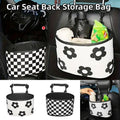 Hanging Car Storage Bag and Rubbish Bin, Checkerboard Design - Black and White - view 2