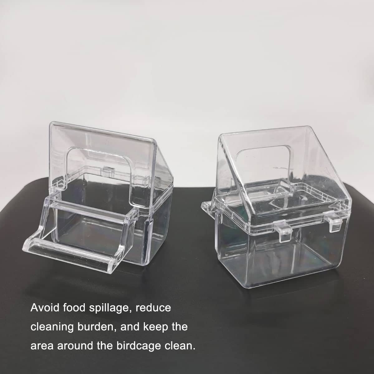 Hanging Clear Plastic Bird Cage Feeder with Hook, Anti Spill Food and Water Cup - view 5