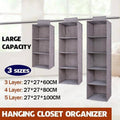 Hanging Closet Organiser with Fabric Shelves - 4 Tier - view 2